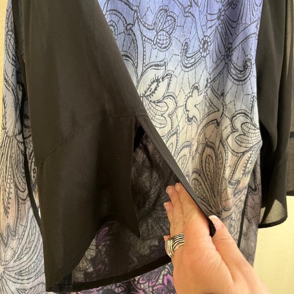 Citron Santa Monica Womens Silk & Polyester Sheer Tunic Blouse With Floral Print - Picture 3 of 7